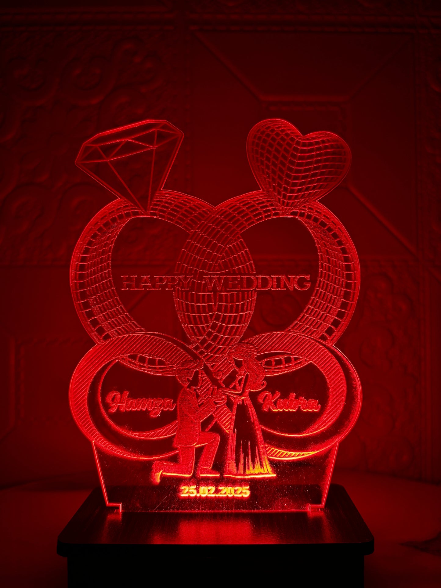 065-Wedding Rings 3D Illusion Lamp